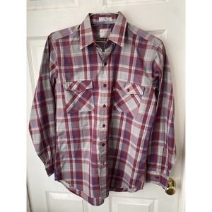 Vintage Levis Shirt Mens Medium Button Down Plaid Red Logo Long Sleeve Western